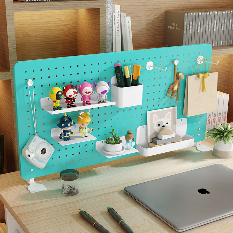 桌面洞洞板置f物架可夹站立式免打孔学生宿舍办公桌收纳墙面展示