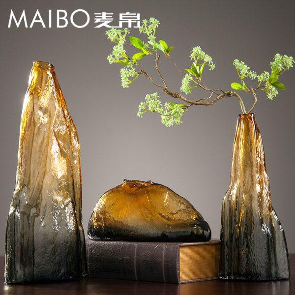 麦帛渐变透明玻璃花瓶琉璃山岳摆件现代客厅电视柜样板间山峰摆设,家居饰品,花瓶,淘宝优惠券,粉丝福利购,淘宝优惠卷