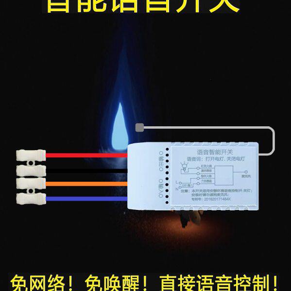 智能语音开关灯方言自录指令离线声控识别家用灯具改装遥控通断器 - 实物图