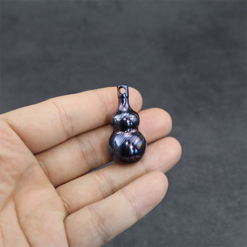 创意钛马士革防水密封小葫芦户外EDC随身便携收纳瓶药盒迷你药瓶