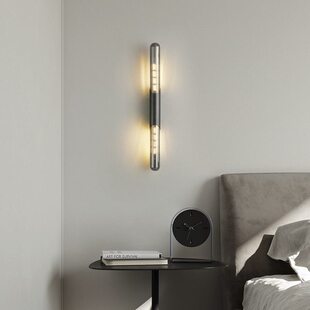 全铜简约壁灯客厅背景墙长条壁灯北欧轻奢过道楼梯玻璃卧室床头灯