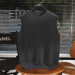 男士羊绒马甲100%纯山羊绒马甲男秋冬款加厚背心纯色无袖针织