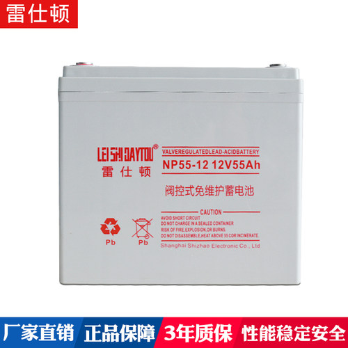 雷仕顿12V55AH铅酸蓄电池直流屏UPS蓄电池网络机房应急电源
