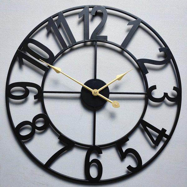 24 英寸金属时钟大型镂空农舍装饰挂钟静音室内装饰铁质挂钟,家居饰品,挂钟,淘宝优惠券,粉丝福利购,淘宝优惠卷
