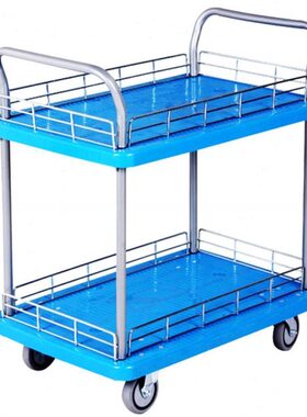 腾驰（CT）双层小推车拉货手推车平板车多功能静音小推车双层73*