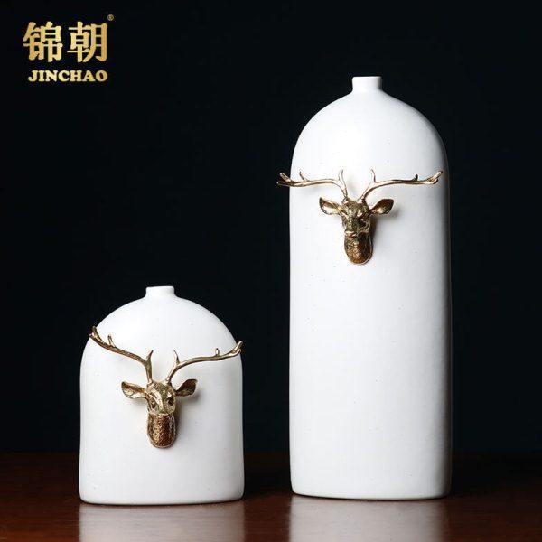 新中式鹿头简约陶瓷花瓶摆件样板房茶室软装饰品玄关卧室家居桌面,家居饰品,花瓶,淘宝优惠券,粉丝福利购,淘宝优惠卷