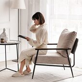 轻奢阳台休闲椅子单人沙发飘窗小户型现代简约网红铁艺懒人沙发