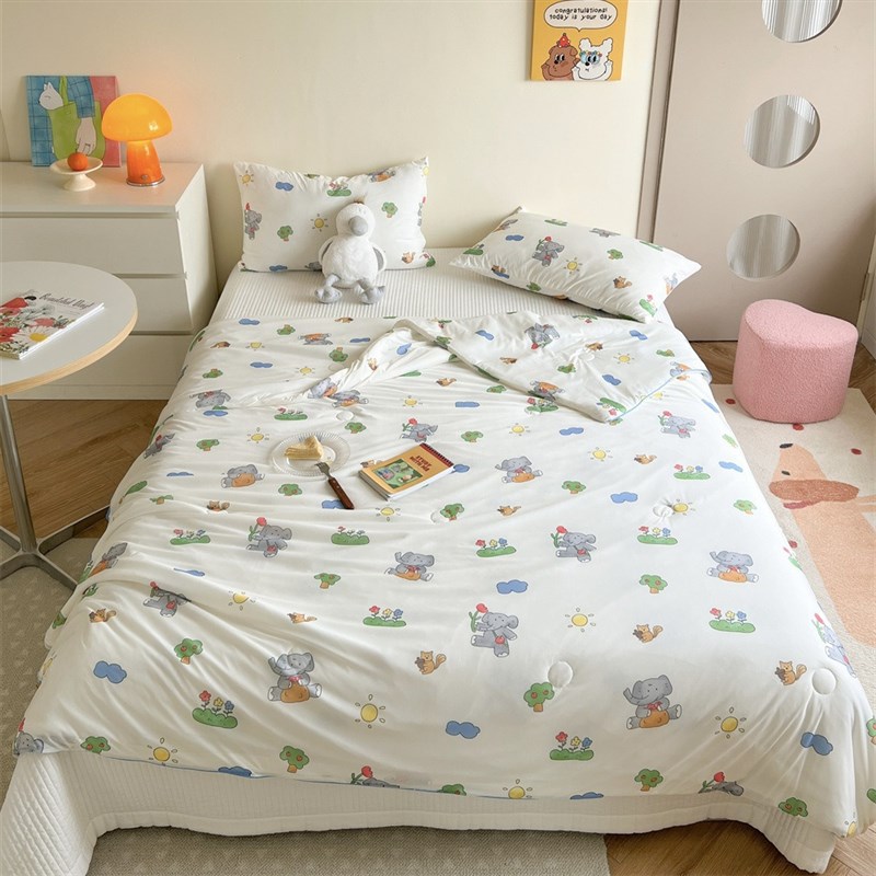 冰激凌云母凉感丝软糯亲肤夏被卡通印花超柔被芯机洗夏凉被