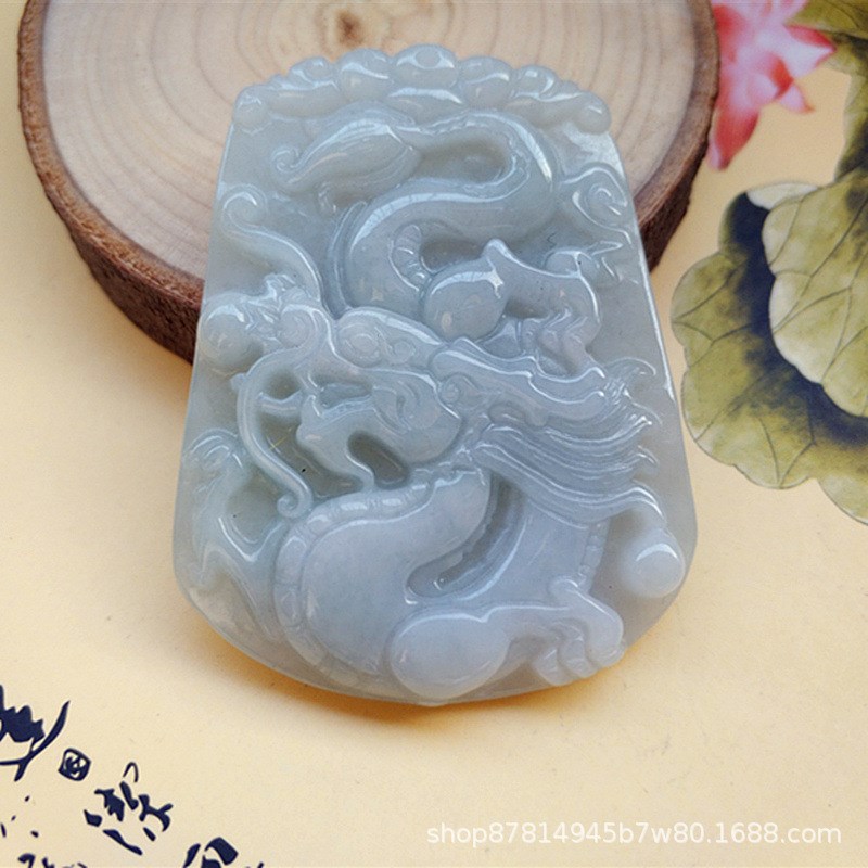 厂家天然A货翡翠龙牌吊坠生肖龙项链男士缅甸玉坠属相龙挂坠