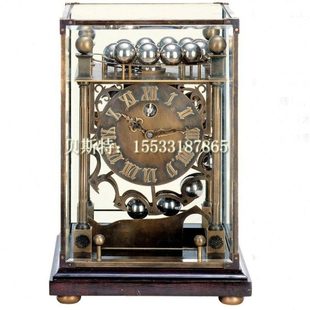 钟 古典机械纯铜座钟 压力钟 游丝摆轮 玻璃罩钟 欧式复古 壁炉钟