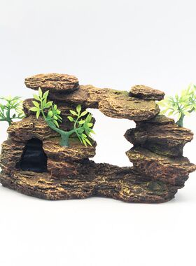 鱼缸造水观赏景观装态品假山躲避屋绿植生饰金鱼缸盆造景景草石头