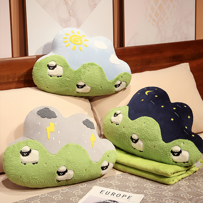 二合一抱枕被子两用办公室云朵沙发午睡小毯子P枕头毛毯汽车用靠