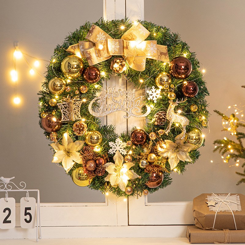 xyt圣诞花环门挂50/60CM圣诞装饰品圣诞树藤条挂饰场景布置门饰