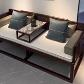 新中式 乌金木罗汉床家用小户型床轻奢贵妃榻禅意沙发客厅定制家具