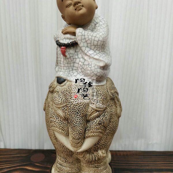陶瓷工艺品 石湾公仔 坐象和尚 一休 佛