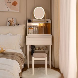 法式奶油风梳妆台小型床头全实木化妆台卧室小户型妆桌60cm70公分