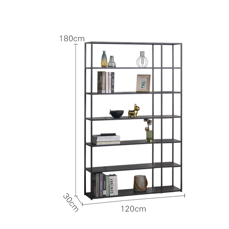 7W 铁艺置物架办公室书架隔断房间展示架书房铁架子收纳陈列