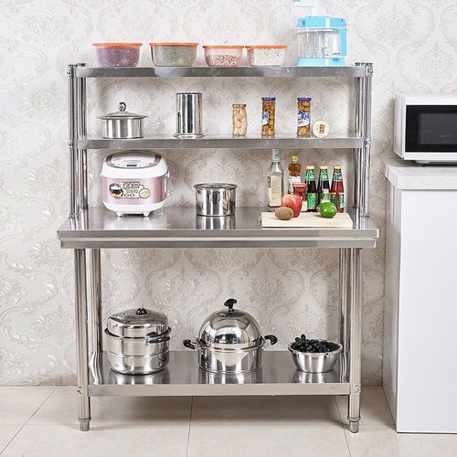 加厚双层不锈钢工作台厨房专用切菜桌带架子饭店打荷操作台商用