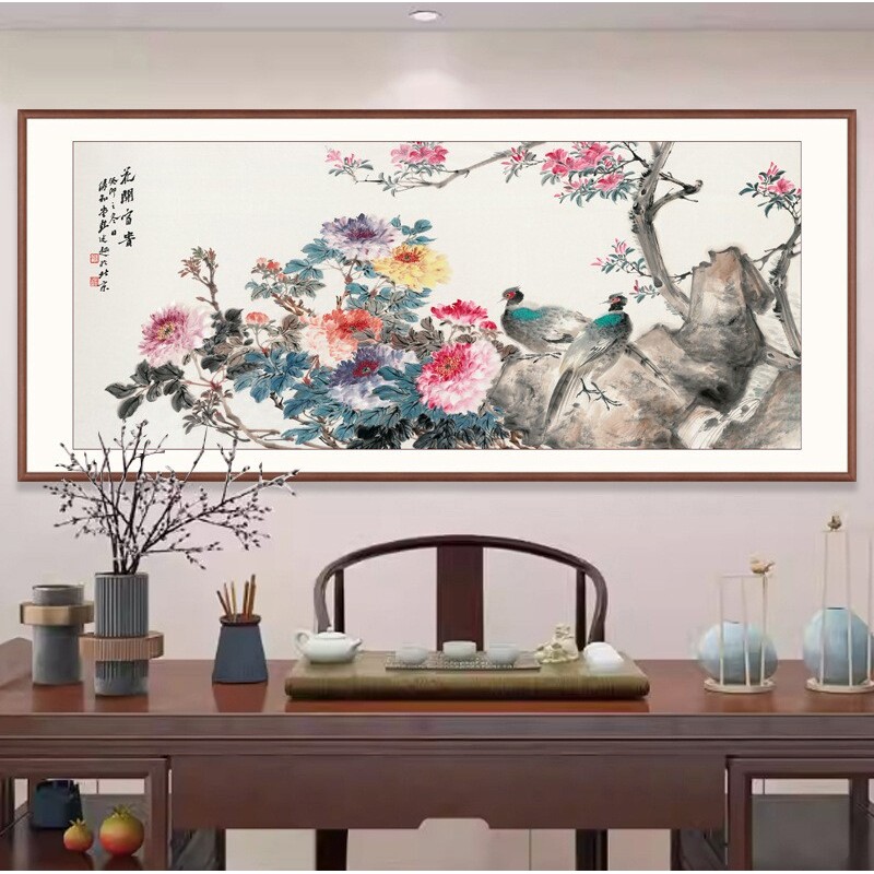 名师手绘国画写意花鸟卧室好寓意装饰画 花开富贵客厅牡丹图挂画