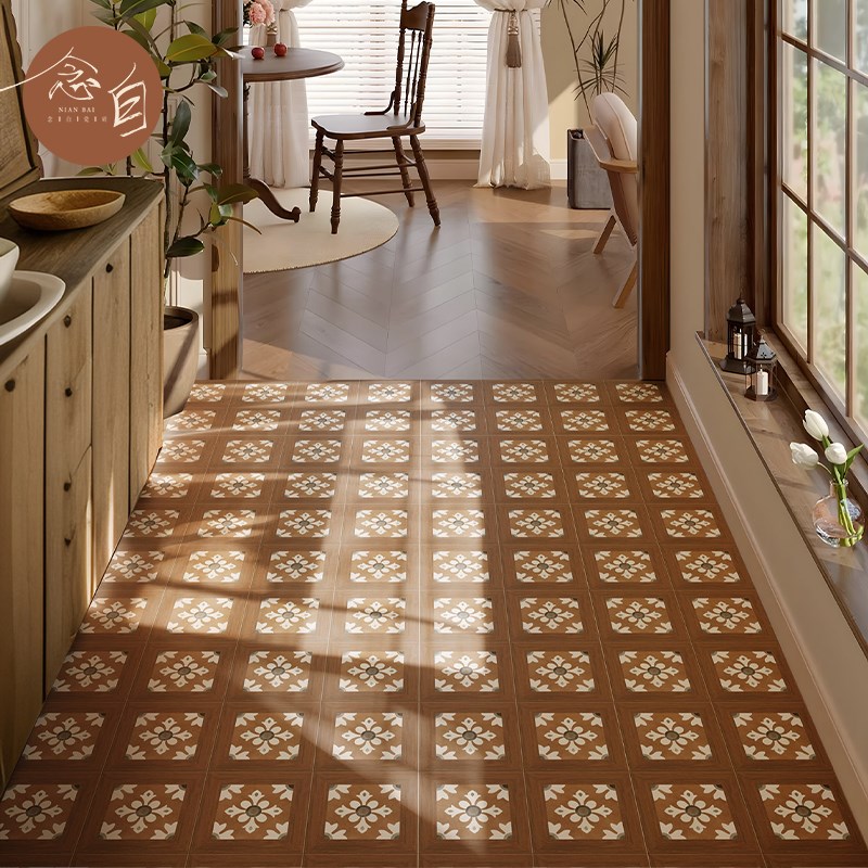中古哑光直边木纹花砖300瓷砖民宿走廊J过道阳台商铺防滑地砖 国