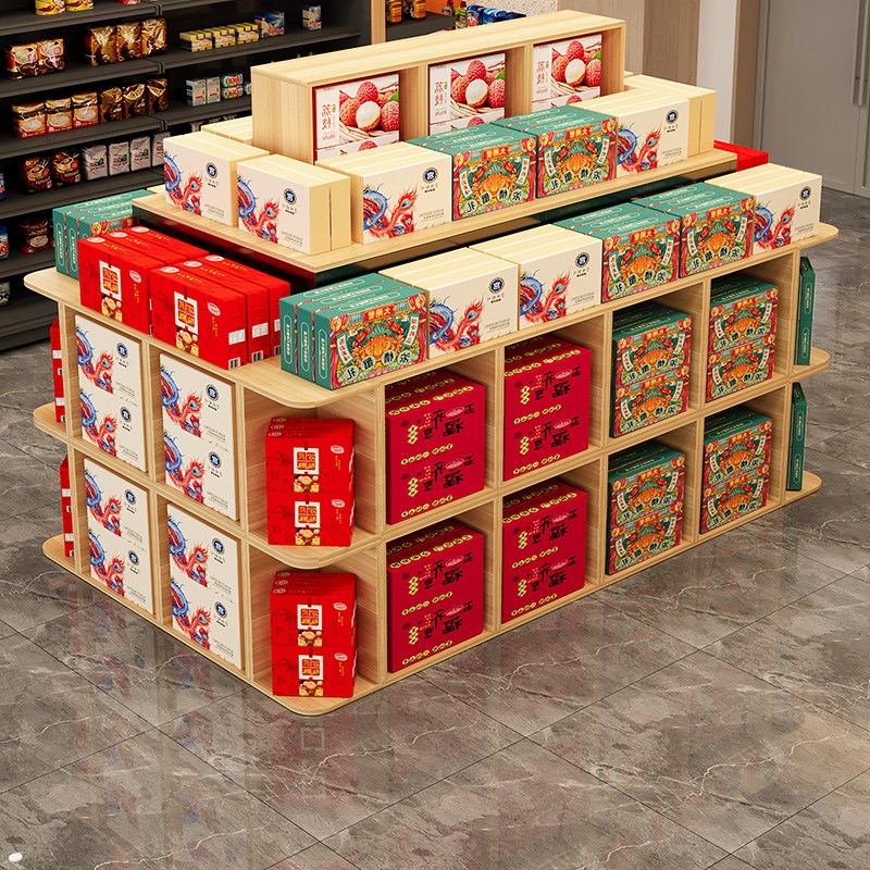 展示台创意超市中岛台展示柜防磕碰母婴店货架圆S形礼品货架展示