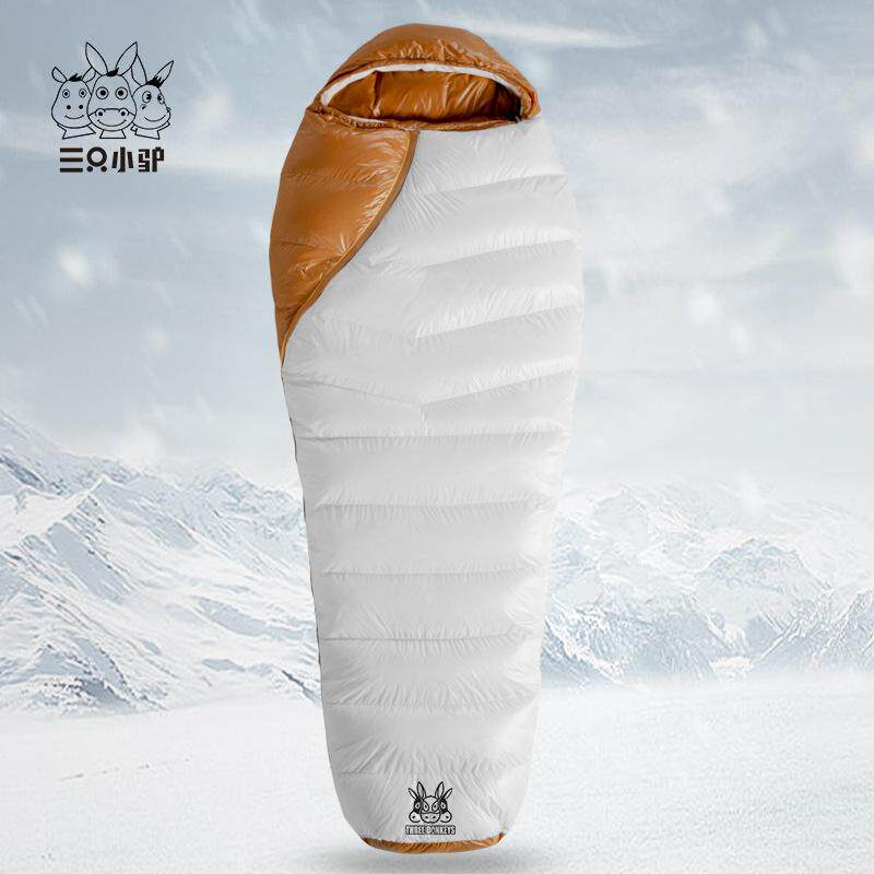 三只小驴白鸭绒木乃伊羽绒睡袋大人户外露营冬季加厚防寒零下30度