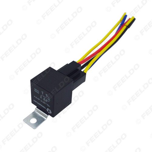 12V 40A 5Pin汽车继电器配插座带线 汽车防盗器专用 车载继电器