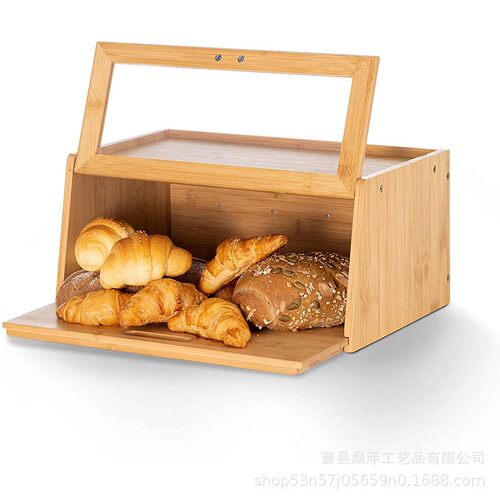 木质收纳面包箱楠竹桌面收纳盒烘焙面包盒桌面置物盒厨房整理竹木