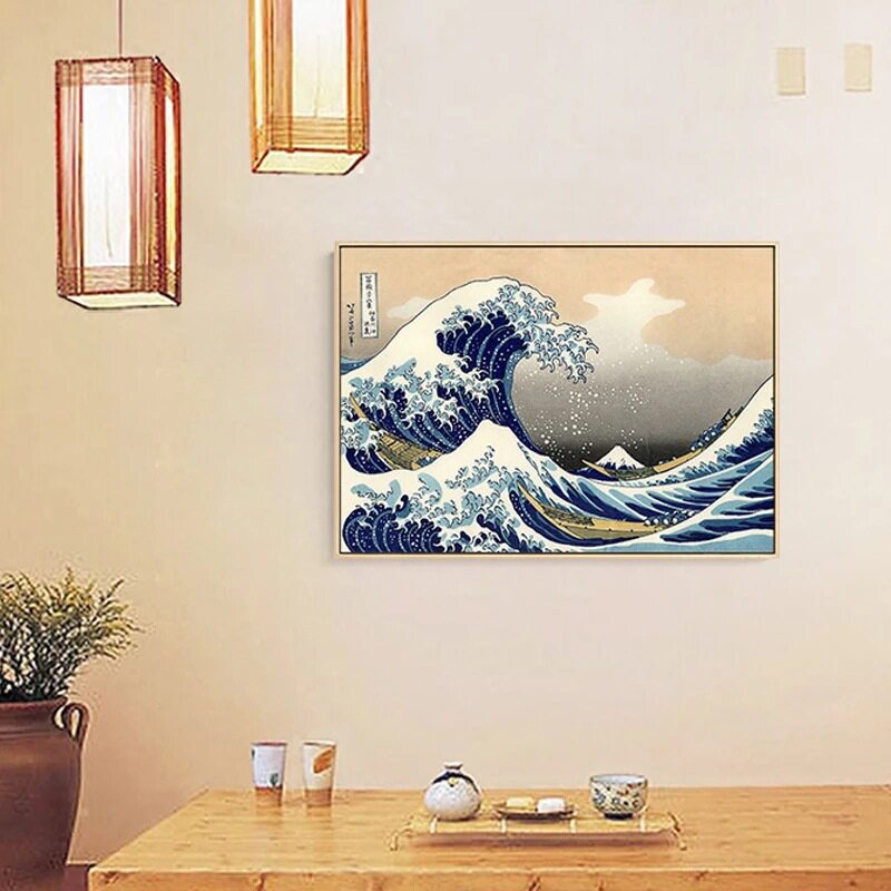 高清单幅抽象蓝色海浪 高清喷绘画 酒店家居装饰画办公室布艺挂画