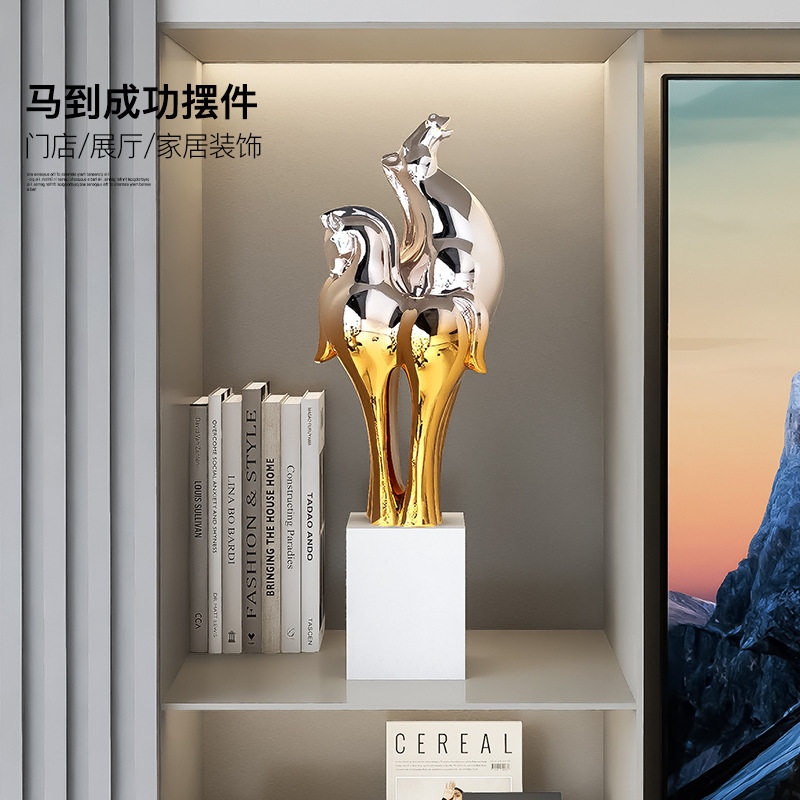 马到成功客厅大型落地乔迁礼品摆件公司办公室轻奢艺术雕塑装饰品