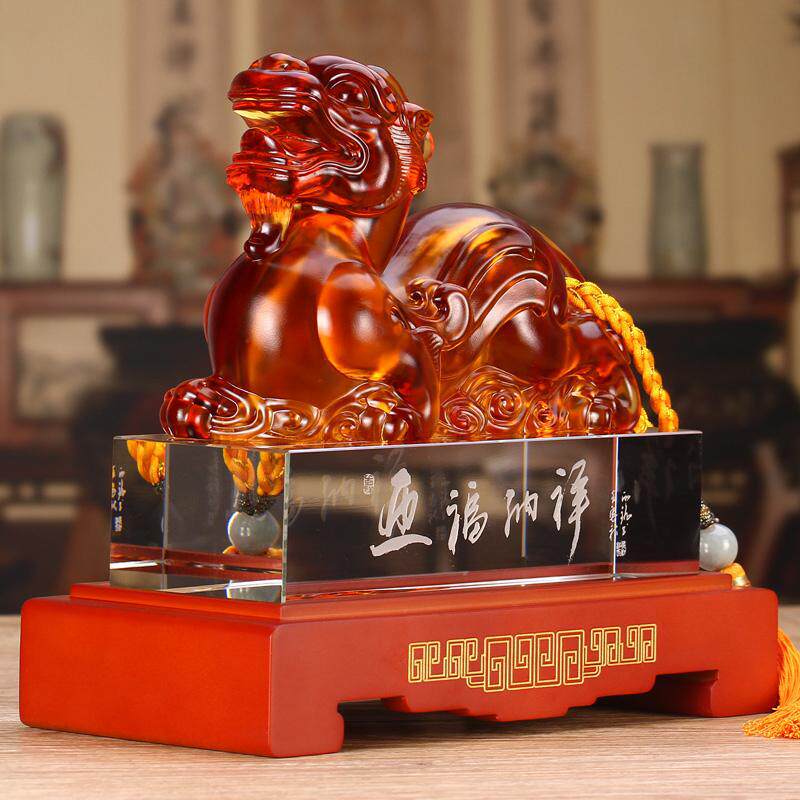 招财貔貅摆件老板办公室桌面家居客厅装饰乔迁开业礼品琉璃工艺品