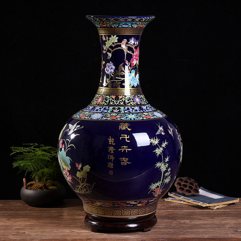 水晶釉粉彩中式大赏瓶景德镇陶瓷家居客厅瓷器装饰花瓶工艺品摆件