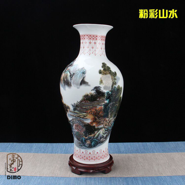 景德镇陶瓷花瓶摆件创意客厅玄关家居装饰品软装摆设中式粉彩瓷器