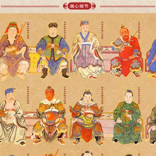 六十甲子定岁星件大将军摆台挂墙相框画 佛龛摆君壁画神像画太制
