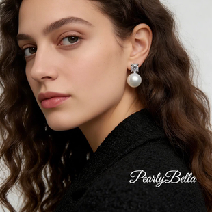 经典｜戴妃款耳钉天然6A珍珠强光诸暨轻奢S925银针耳饰法式高级感