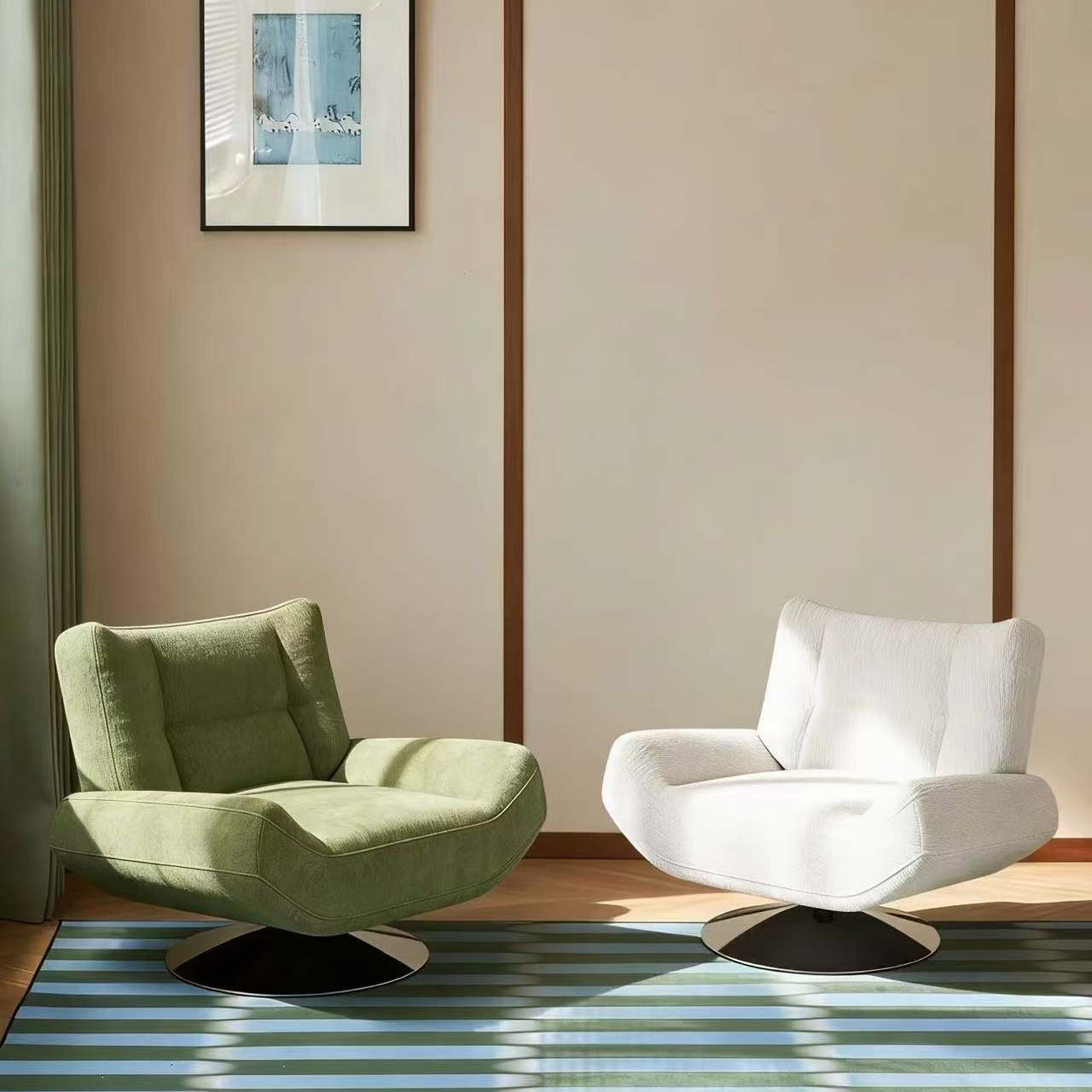 意式极简旋转单人沙发现代简约客厅家用休闲椅设计师单人椅