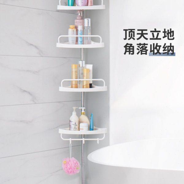 顶天立地置物架三角架厕所落地浴室架子不锈钢免打孔卫生间收纳架