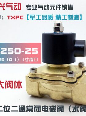 1寸电磁阀2W250-25常闭水阀DN25气阀油阀220V 24V 全铜开关阀TXPC