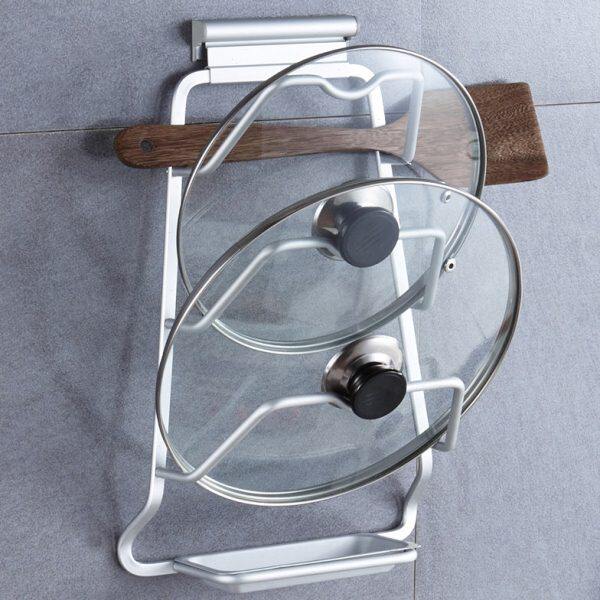 免打孔锅盖架带接水盘 壁挂式架子菜板架 厨房收纳用品置物架挂件