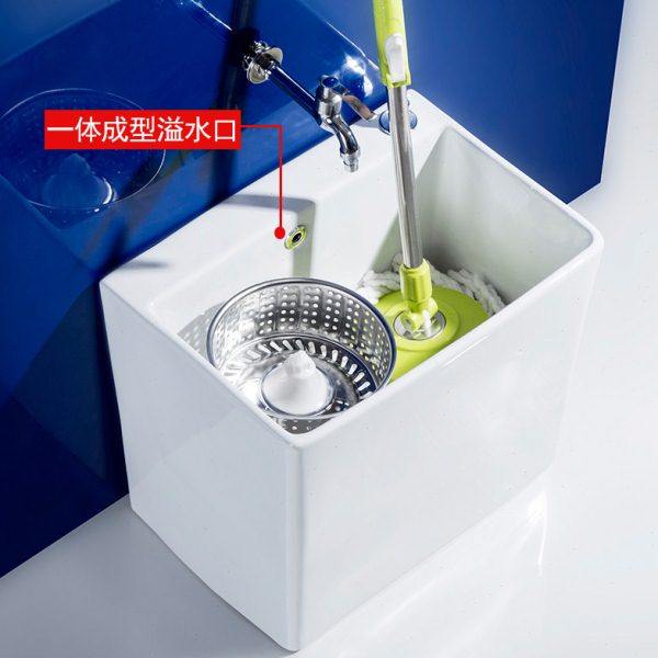 家用陶瓷洗拖把池阳台拖布池墩布池卫生间洗地盆带沥水篮双驱自动,家装主材,拖把池,淘宝优惠券,粉丝福利购,淘宝优惠卷