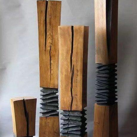 《盘龙柱》木质摆件5件套商业空间酒店软装地产雕塑,家居饰品,落地摆件,淘宝优惠券,粉丝福利购,淘宝优惠卷