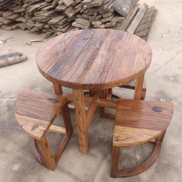 中式家具复古老榆木小圆桌家用餐桌椅组合款圆形茶桌椅小板凳,商业/办公家具,茶台/茶桌,淘宝优惠券,粉丝福利购,淘宝优惠卷