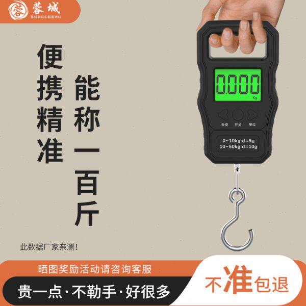 蓉城迷你手提电子秤便携小型高精度家用行李快递钓鱼挂勾钩随身称