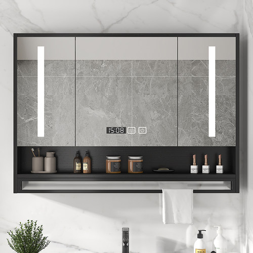 实木智能浴室镜柜挂墙式带灯除雾梳D妆镜子卫生间收纳储物带置物