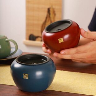 茶渣缸功夫茶洗铜制建水茶洗缸带盖大号高端笔洗水洗水盂茶具配件