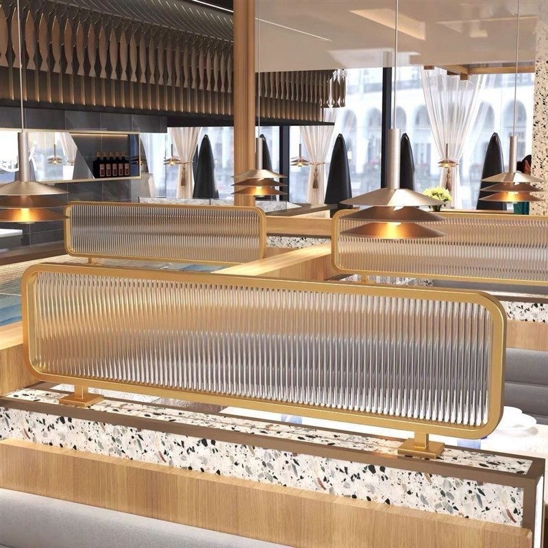 餐饮卡座隔断围栏火锅p店装饰餐厅饭店铁艺镂空屏风玻璃加高矮栅