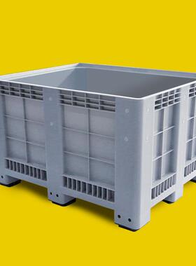 厂家直供塑料卡板箱 九脚托盘式叉车周转箱 灰色储物运输周转大箱