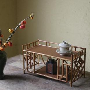 凤眼竹茶道收纳柜博古架小摆件茶杯架茶具置物架桌面茶棚展示台