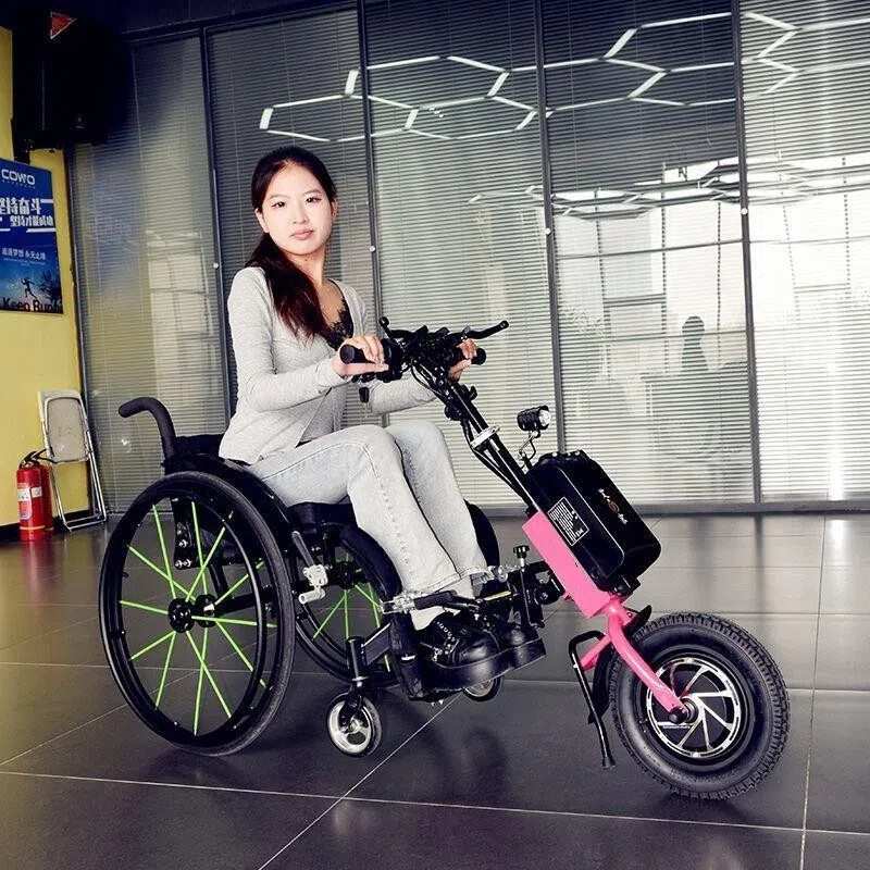 轮椅车头电动轮椅助力车头老人手推三轮代步车手摇牵引拖车