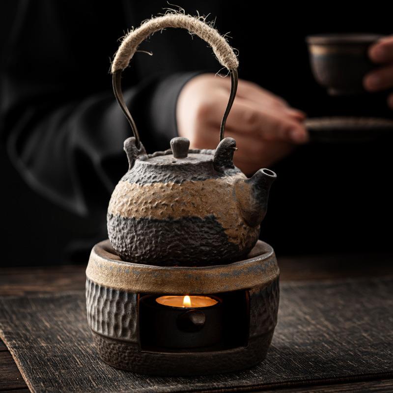 中式提梁壶温茶炉套装家用陶瓷煮茶壶茶炉温茶组蜡烛加热泡茶器